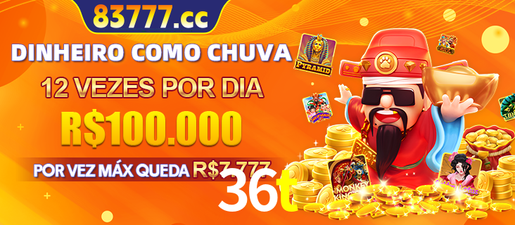 Banner do programa de recompensas Recomende para amigos do 36t, detalhando os bônus por convidar amigos, com prêmios que chegam a R$288.888.