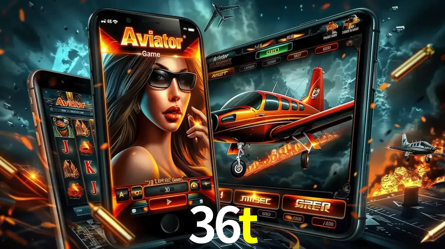 O popular jogo de apostas Aviator exibido em vários celulares e tablets, mostrando a interface emocionante e a ação de voo disponíveis para jogar agora no 36t.